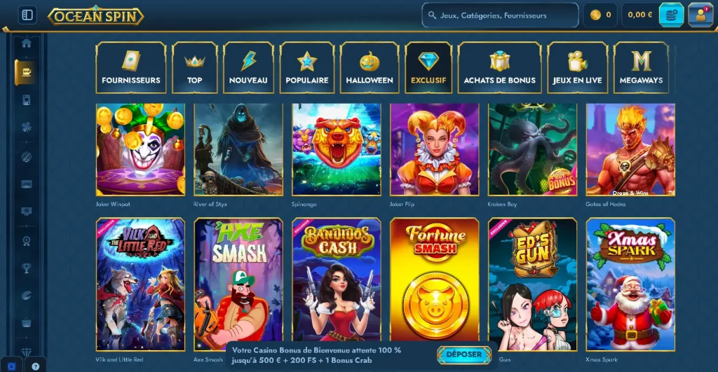 OceanSpin Casino – un monde marin de bonus et d’exclusivités